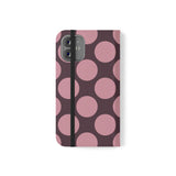 iPhone 12 Mini Θήκη πορτοφόλι από vegan δέρμα – σχέδιο Pink Plum Polka Dot