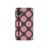 iPhone 11 Pro Max Θήκη πορτοφόλι από vegan δέρμα – σχέδιο Pink Plum Polka Dot
