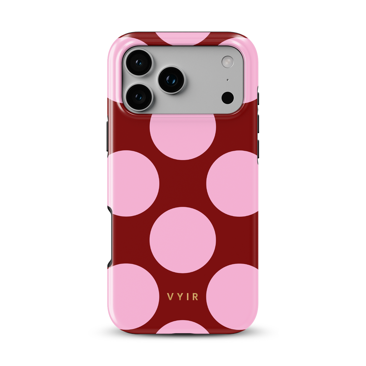 Large Polka Dots, Burgundy Pink - Shockproof Phone Case - VYIR