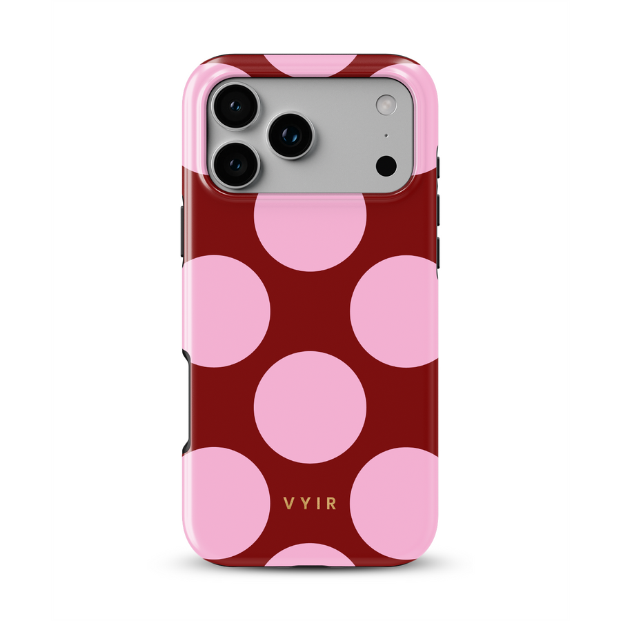 Large Polka Dots, Burgundy Pink - Tough Θήκη κινητού