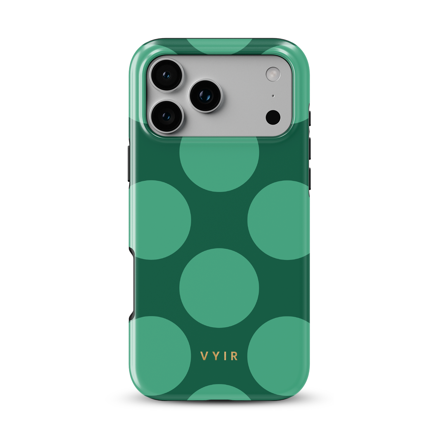 Large Polka Dots, Emerald Green - Shockproof Phone Case - VYIR
