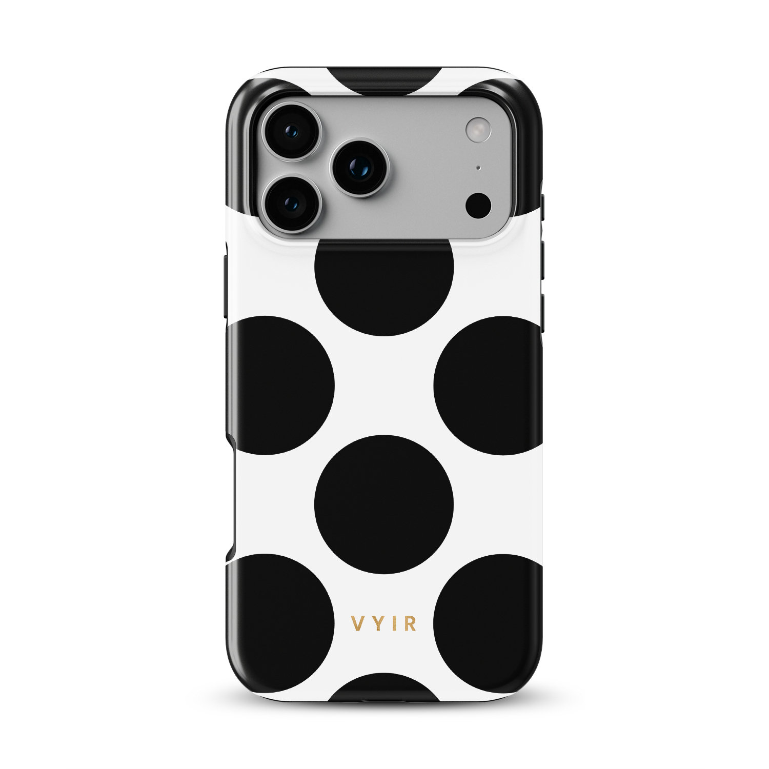 Large Polka Dots, Mono Black - Shockproof Phone Case - VYIR