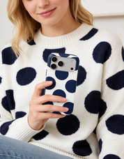 Large Polka Dots, Old Money Blue - Shockproof Phone Case - VYIR