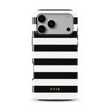 Horizontal Stripes, Black and White - Tough Θήκη iPhone με MagSafe