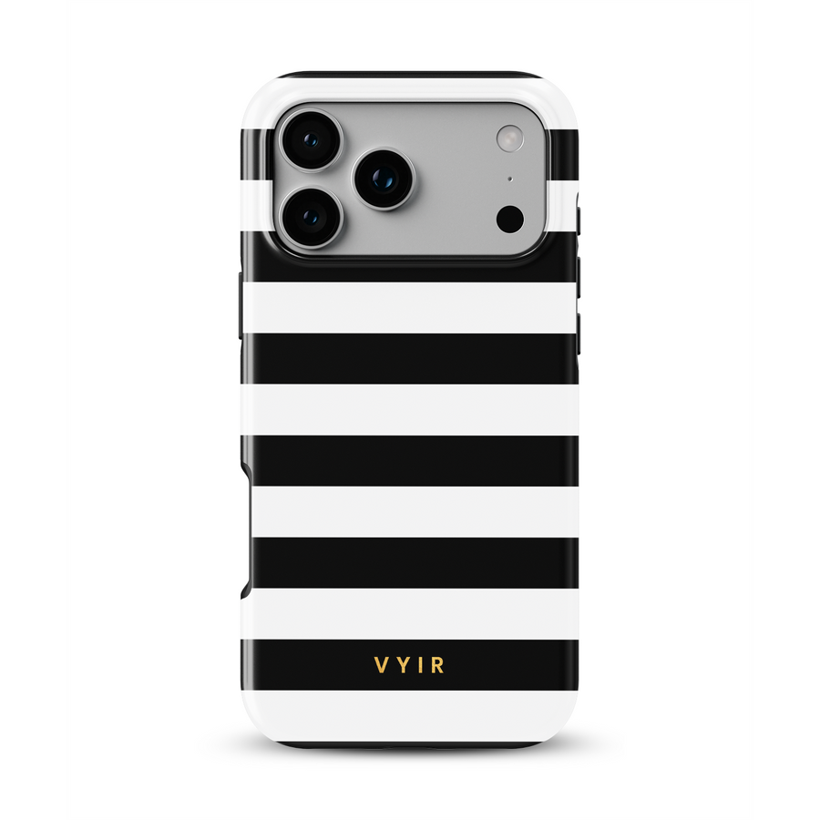 Horizontal Stripes, Black and White - Tough Θήκη iPhone με MagSafe