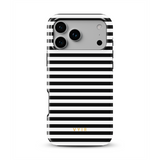 Horizontal Stripes, Pinstripe Black and White - Tough Θήκη iPhone με MagSafe