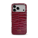 Croc Leather Print Burgundy - Tough MagSafe iPhone Θήκη