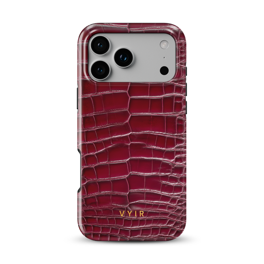 Croc Leather Print Burgundy - Tough MagSafe iPhone Θήκη