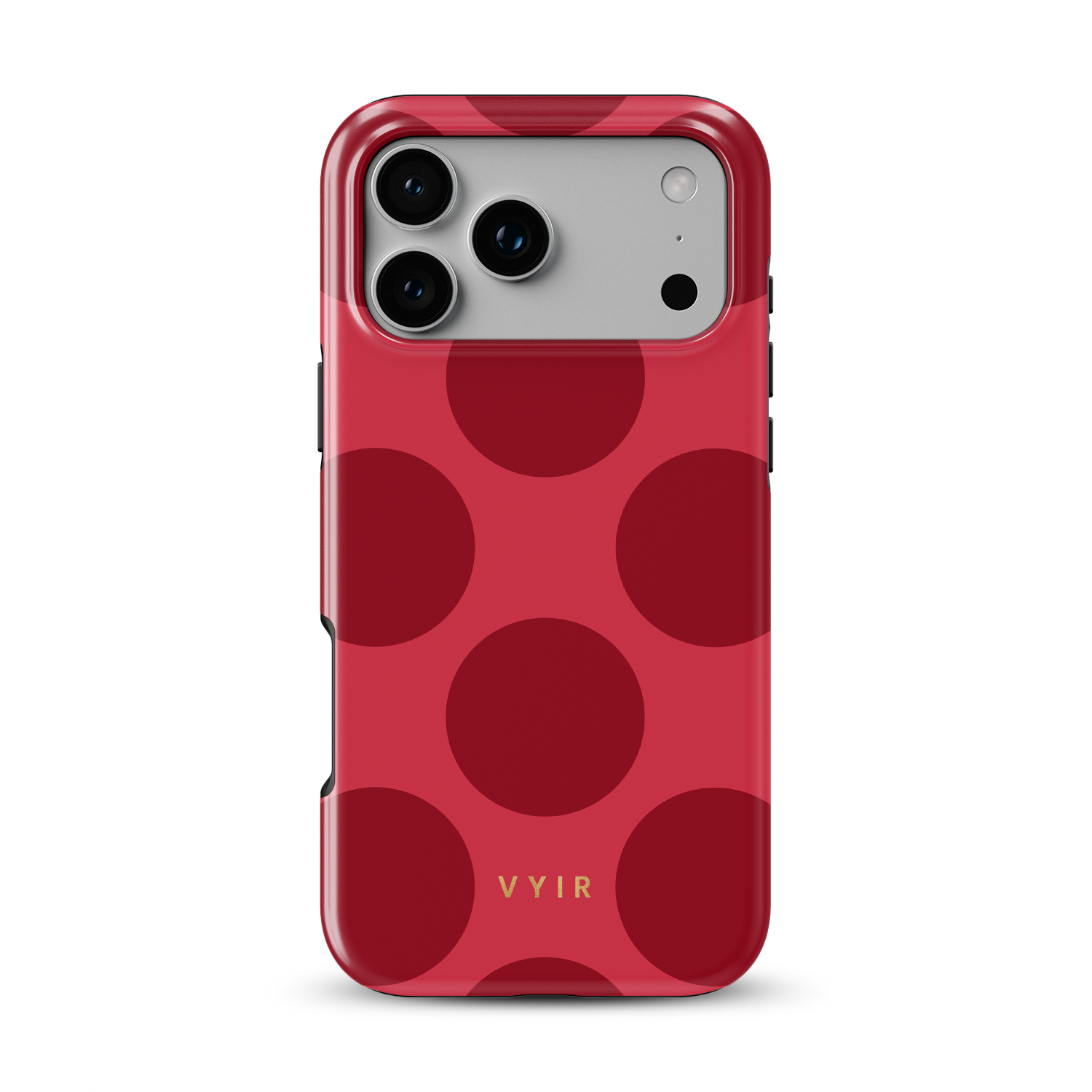 Large Polka Dots, Crimson Red - Shockproof MagSafe iPhone Case - VYIR
