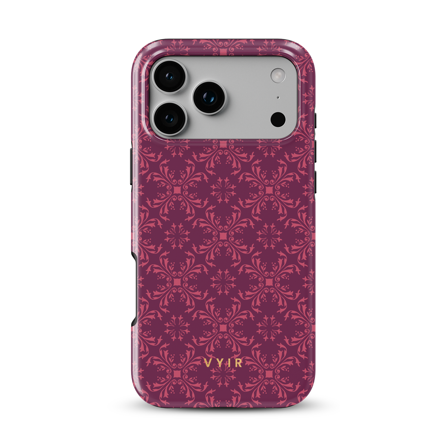 Ornate Bloom, Burgundy - Shockproof Phone Case - VYIR