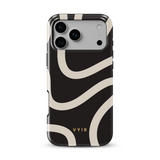 Swirl Lines, Μαύρο και Μπεζ - Tough MagSafe Θήκη iPhone