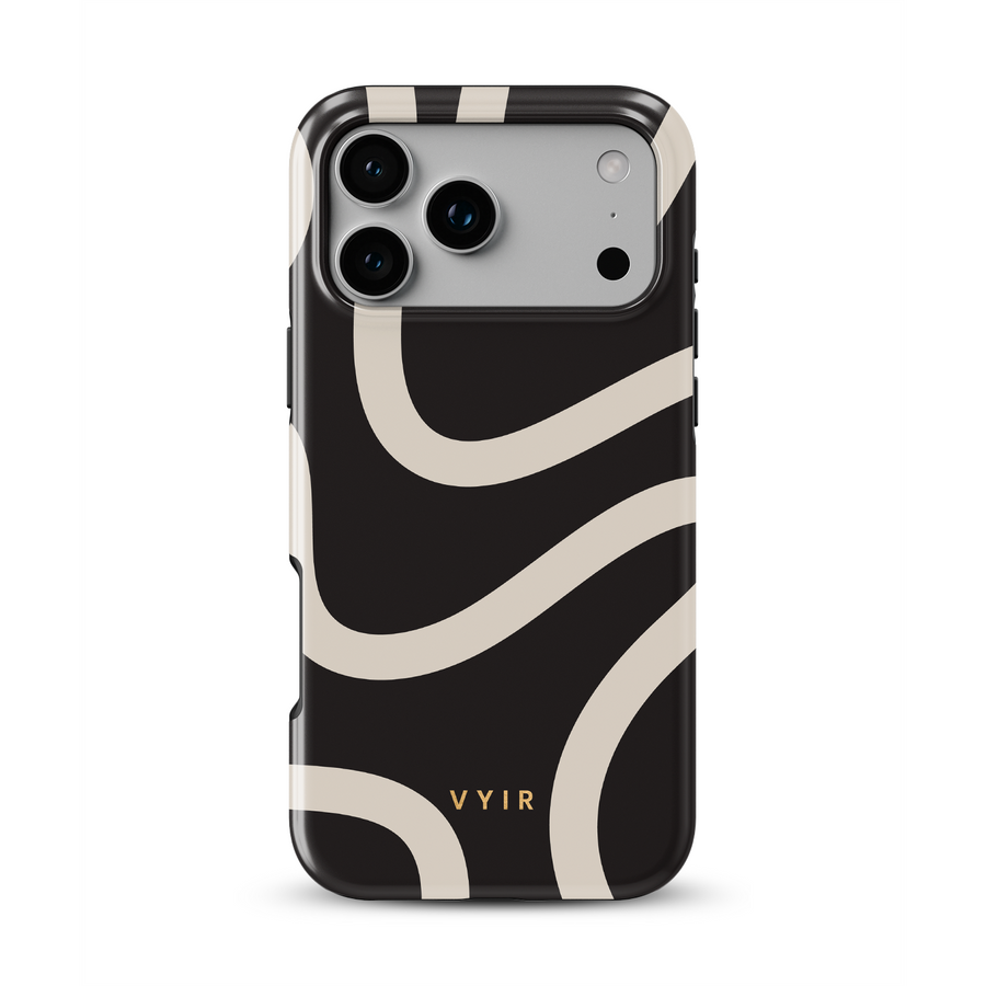 Swirl Lines, Μαύρο και Μπεζ - Tough MagSafe Θήκη iPhone