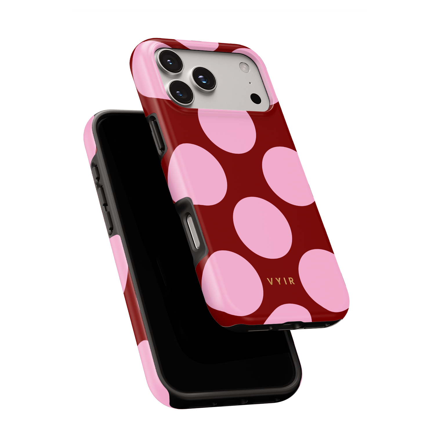 Large Polka Dots, Burgundy Pink - Shockproof Phone Case - VYIR