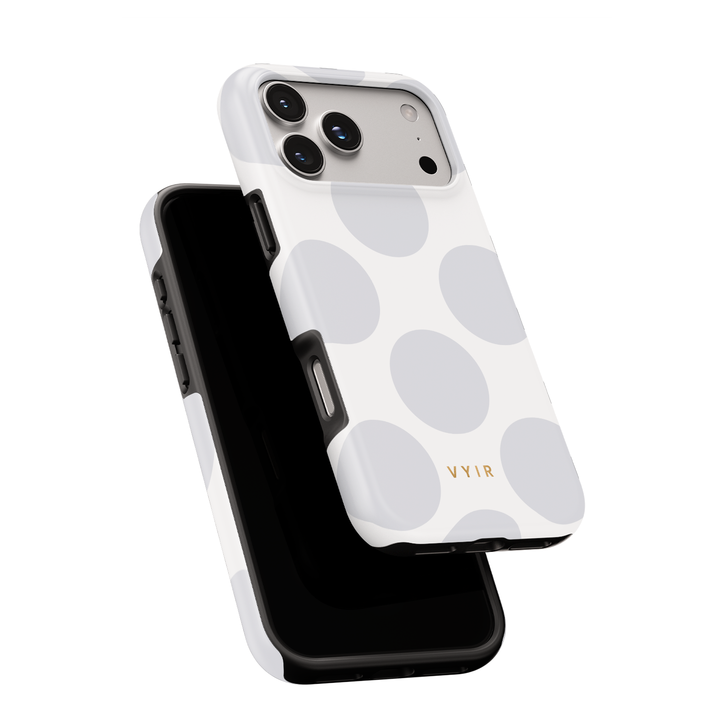 Large Polka Dots, Cloud Gray - Shockproof Phone Case - VYIR