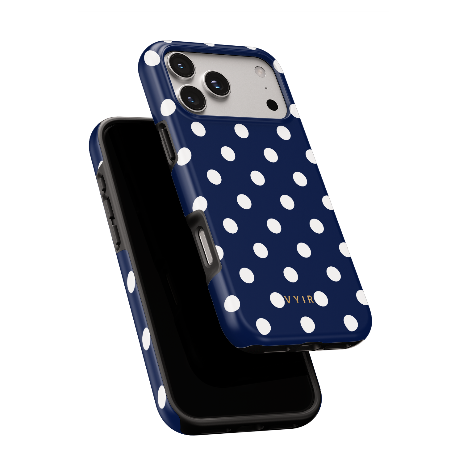 Classic Polka Dots, Old Money Blue - Shockproof MagSafe iPhone Case - VYIR
