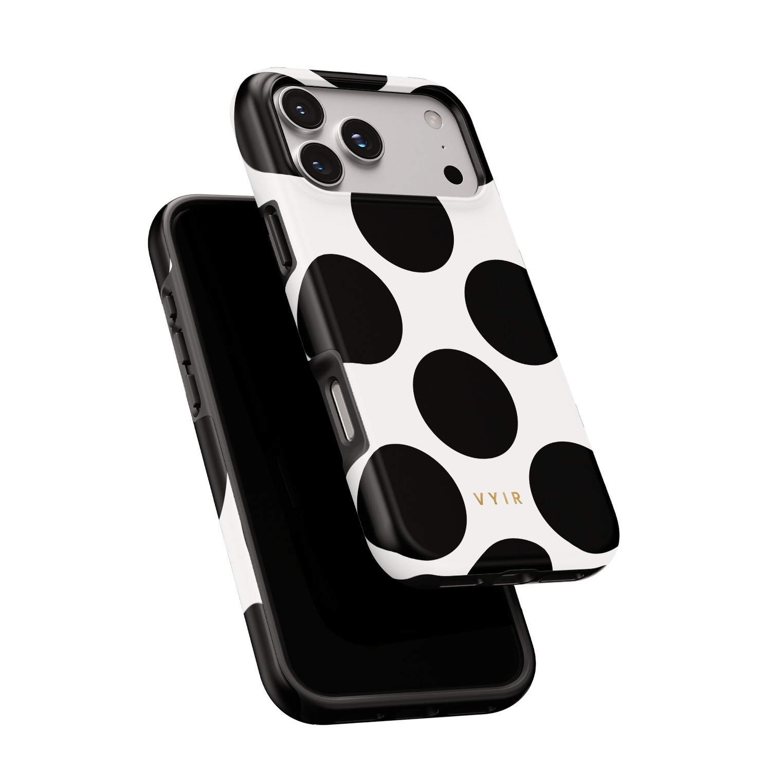 Large Polka Dots, Mono Black - Shockproof MagSafe iPhone Case - VYIR