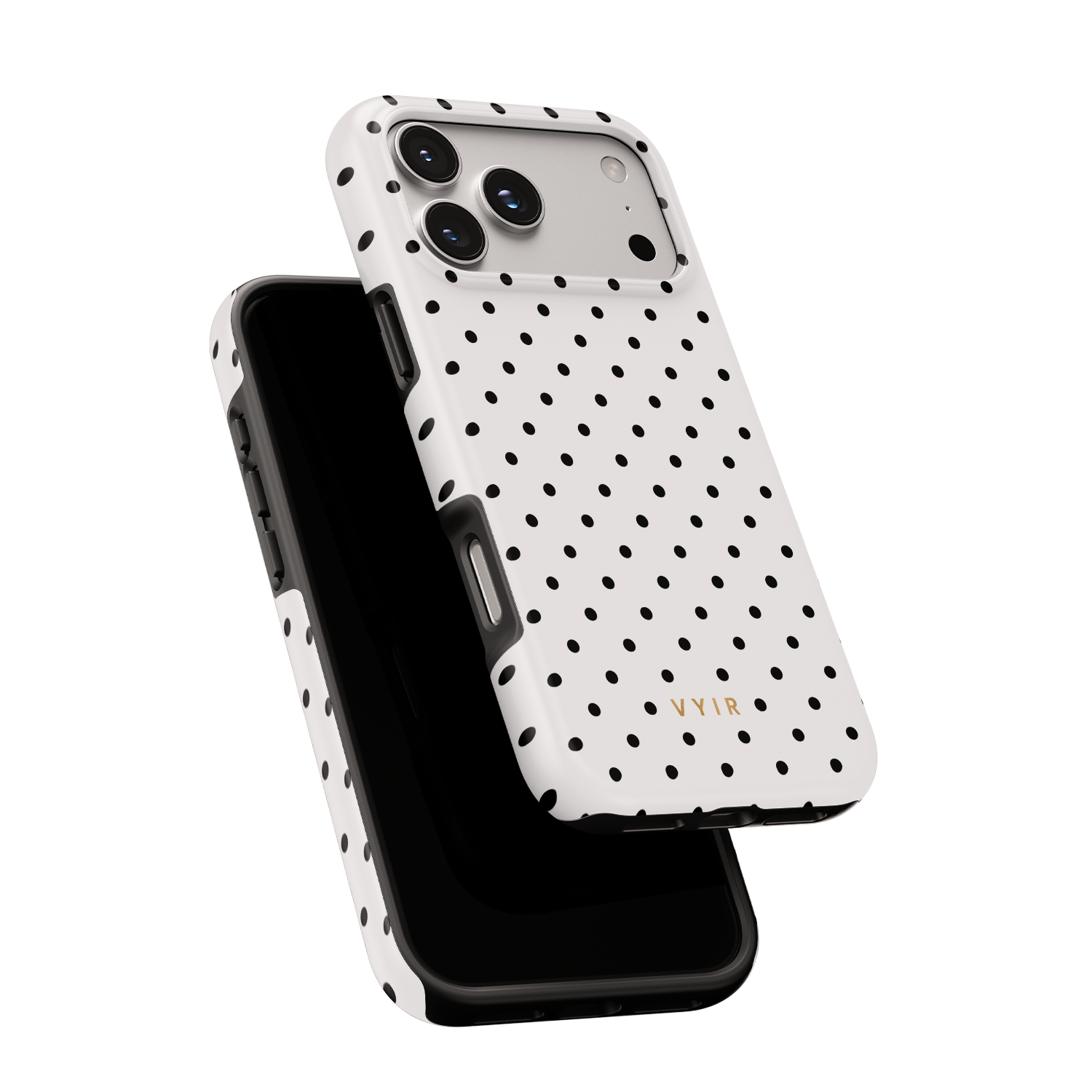 Tiny Polka Dots, Black and White - Shockproof Phone Case - VYIR