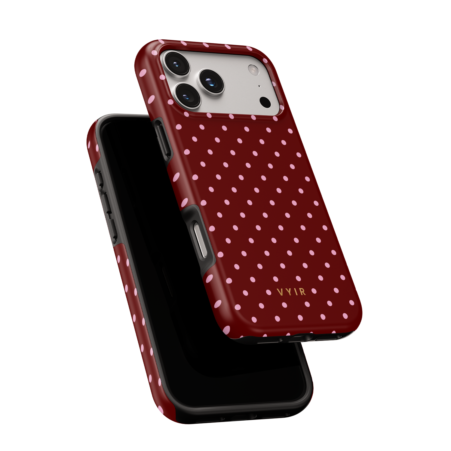 Tiny Polka Dots, Burgundy - Shockproof Phone Case - VYIR