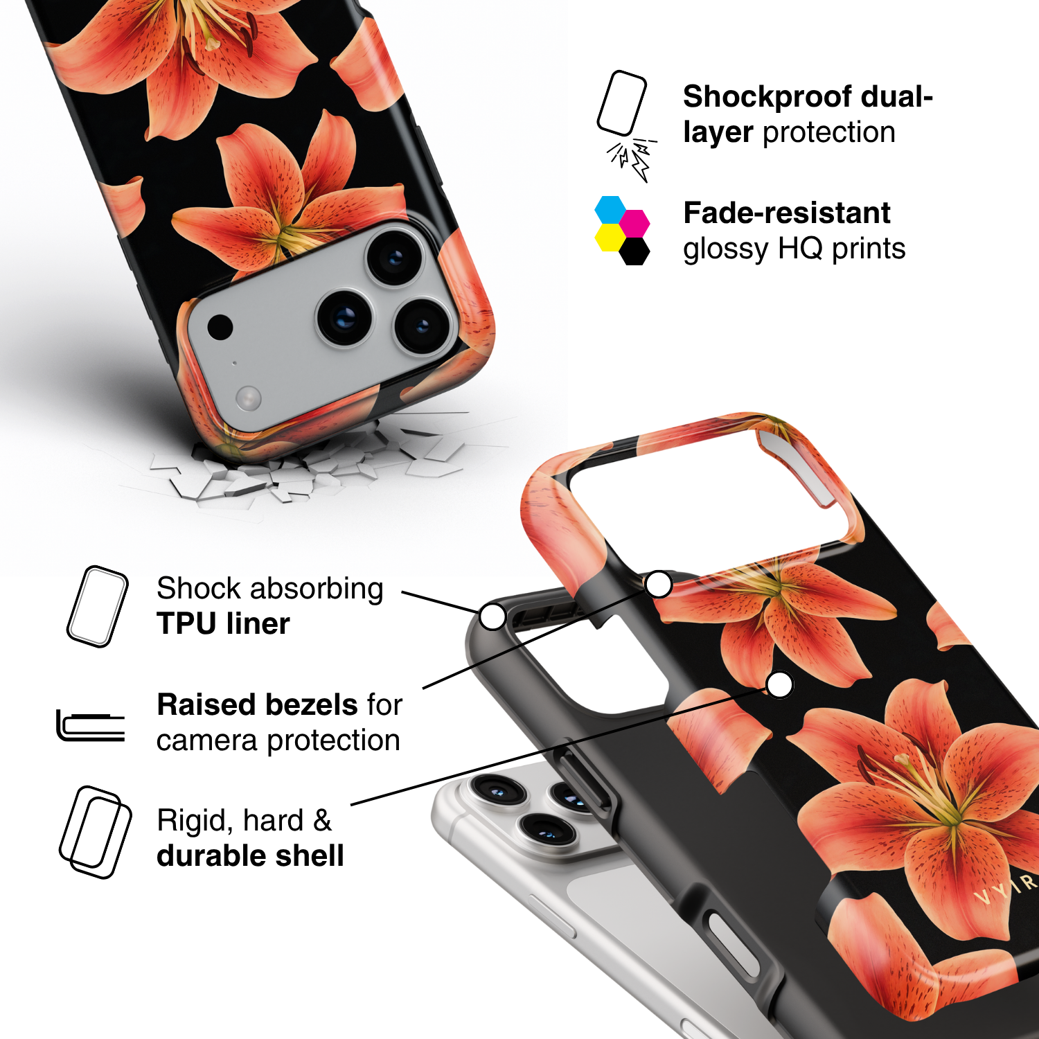 Tiger Lily Elegance - Shockproof Phone Case - VYIR