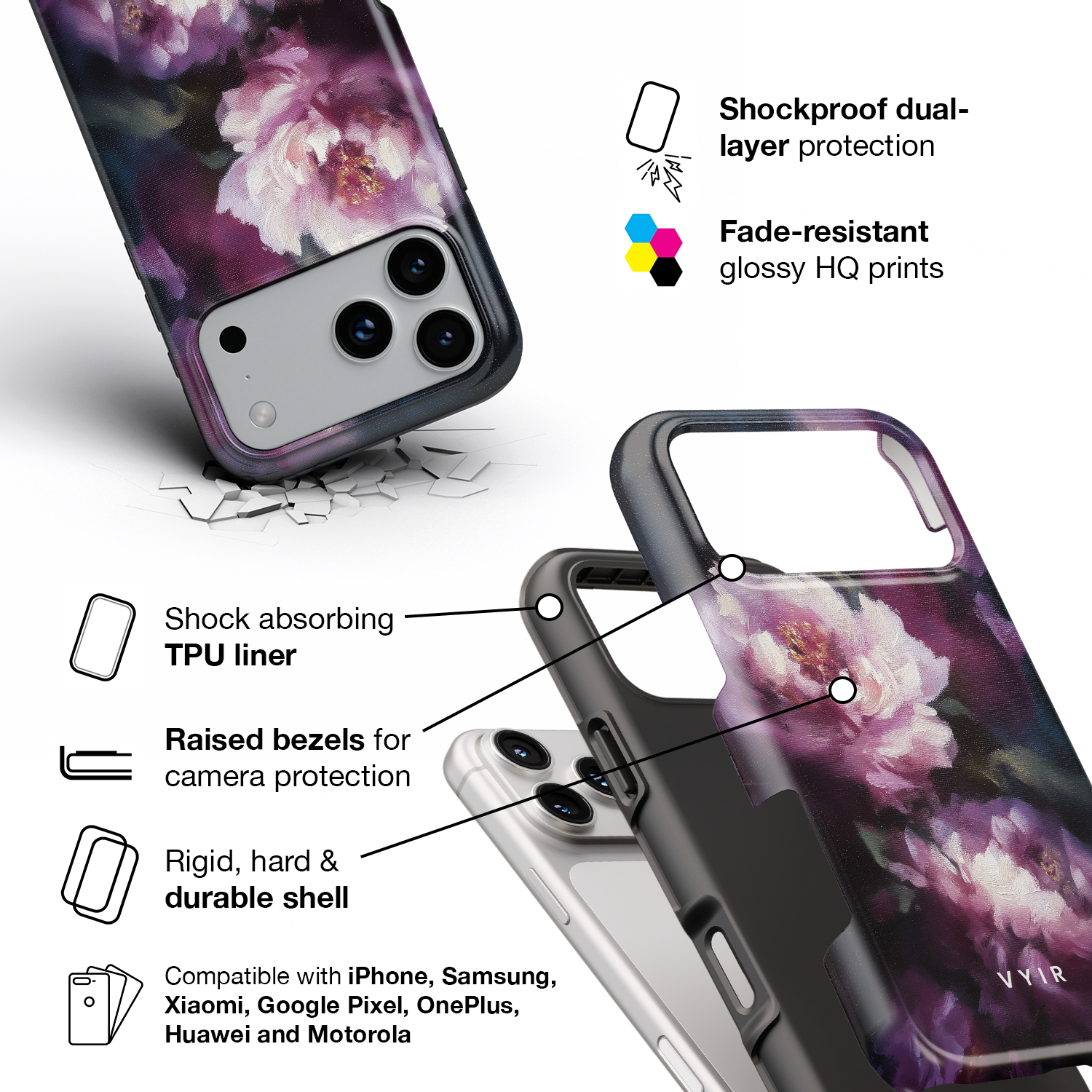 Velvet Petal Art - Shockproof Phone Case - VYIR