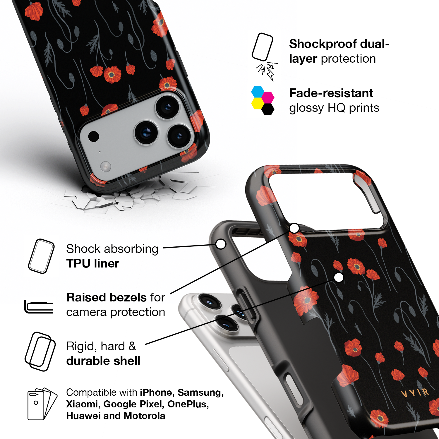 Red Poppies - Shockproof Phone Case - VYIR