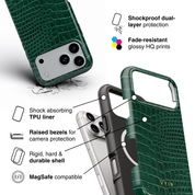 Croc Leather Print Jade - Shockproof MagSafe iPhone Case - VYIR