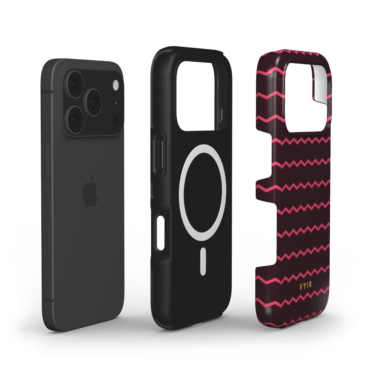 ZigZag, Raspberry - Shockproof MagSafe iPhone Case - VYIR