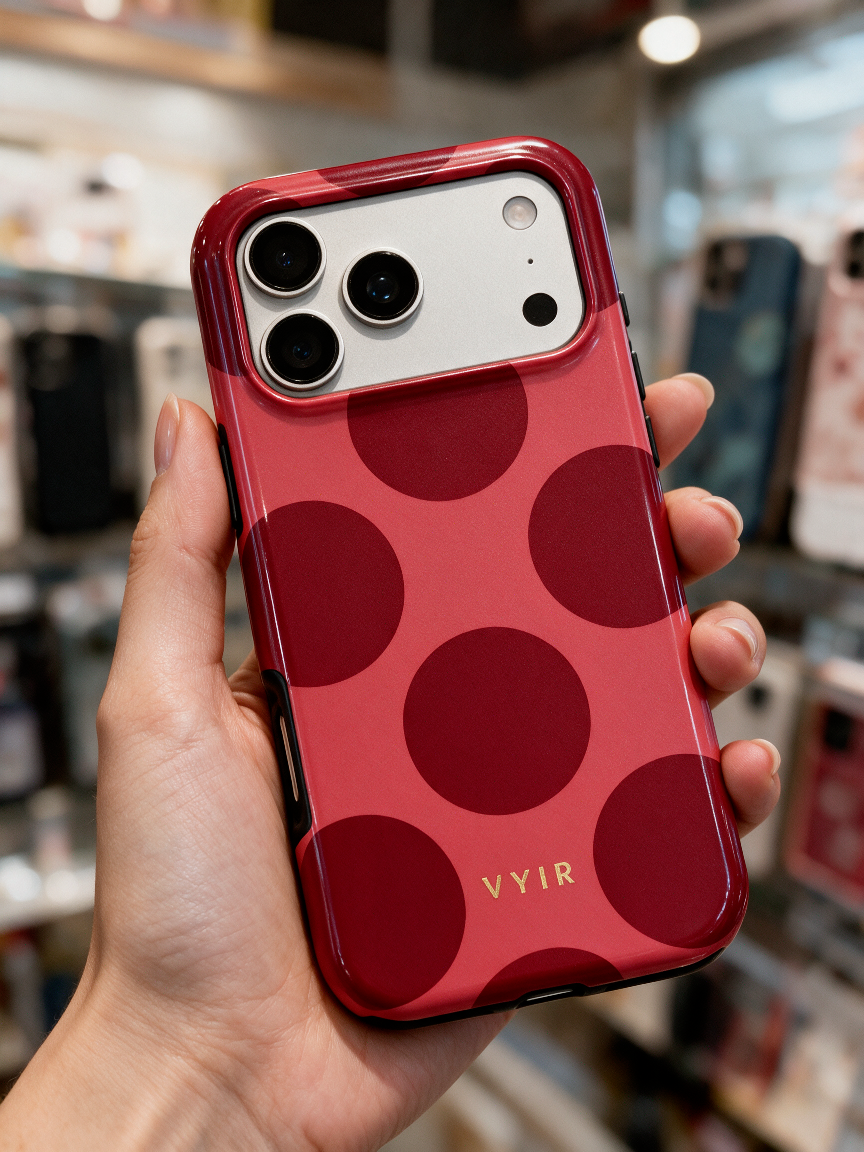 Large Polka Dots, Crimson Red - Tough Θήκη κινητού